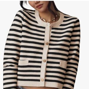 Striped Black and White Women's Cardigan